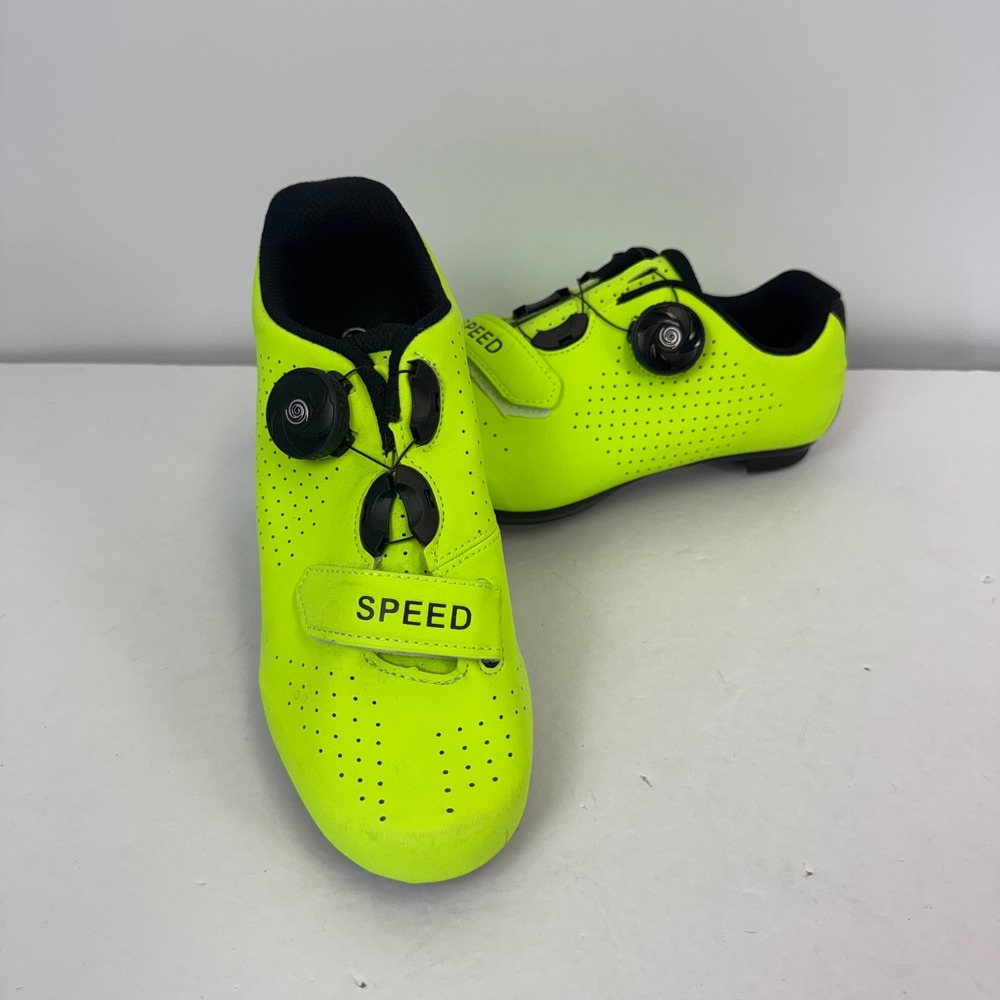 Speed Neon Yellow Cycling Shoes Women Size 38 SPD Cleats Road Spin Bike BOA Dial